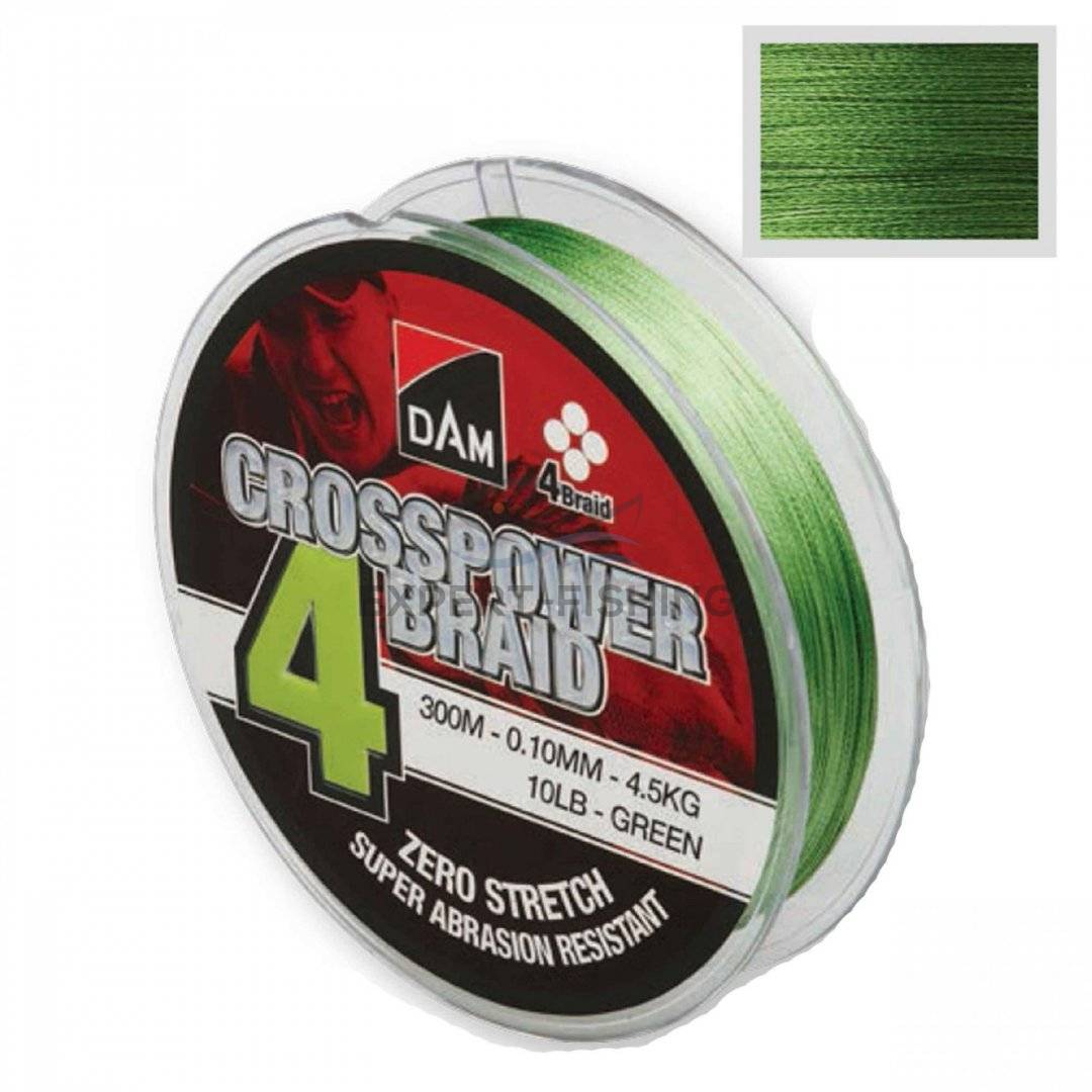 FIR TEXTIL DAM CROSSPOWER 4 BRAID GREEN 150m 0.15mm 8.1kg