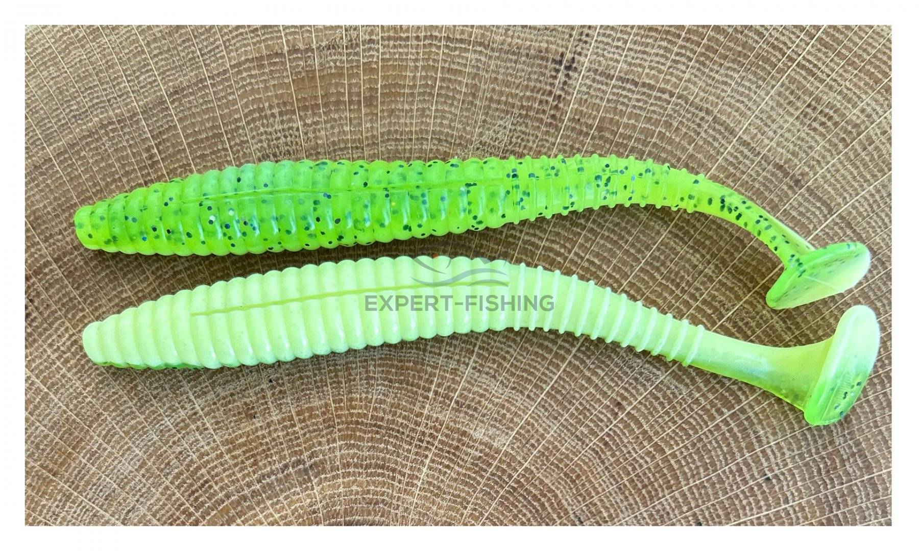 S SHAD TAIL CHARTREUSE BLACK SEQUINS 5.2